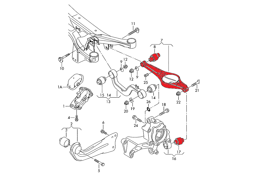 Verkline Adjustable rear replacement uniball arm for spring wishbone Audi TT TTS TTRS 8J RS3 S3 A3 8P Golf MK5 MK6 Scirocco