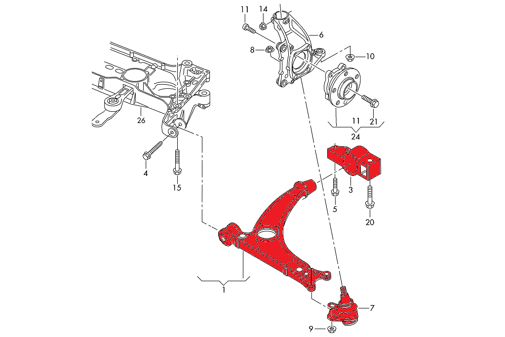 Verkline Adjustable tubular front race lowered wishbones Audi TT TTS TTRS 8J RS3 S3 A3 8P VW Golf Mk5 Mk6 Sirocco Seat Leon