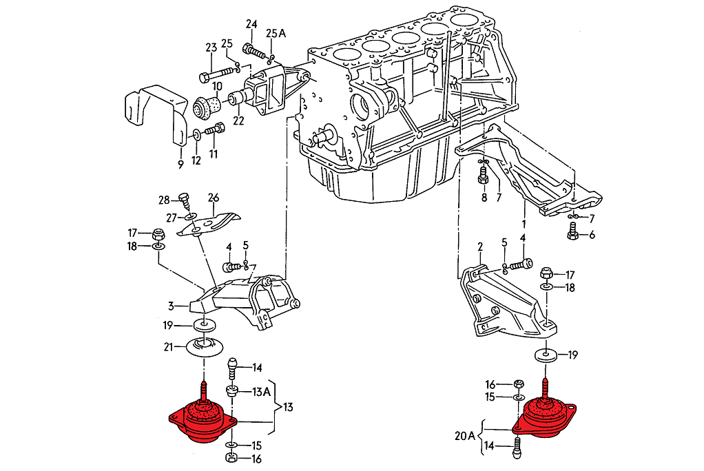 Verkline Engine mounts for Audi 5-cylinder – Track Hardness