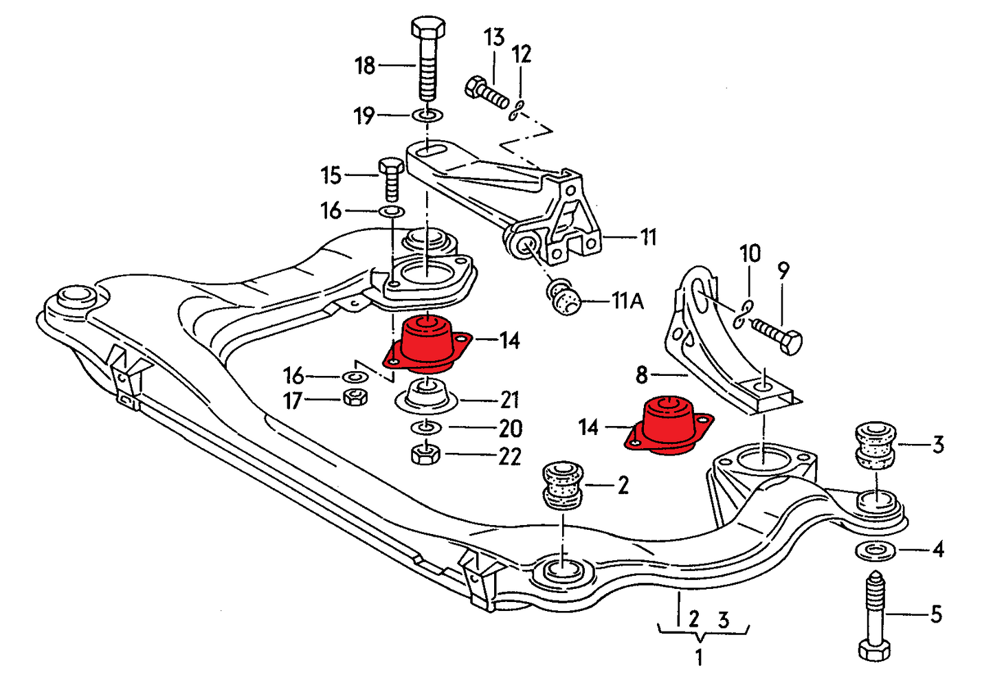 Verkline Gearbox mounts for Audi B4 I5 (Street hardness)