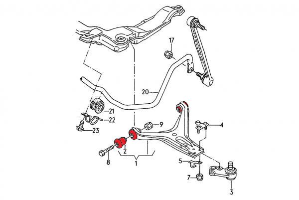 Verkline Polyurethane Bushes 37mm – Audi B2/B3/B4 – Track Hardness
